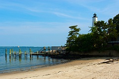 New London Harbor Light by Beach